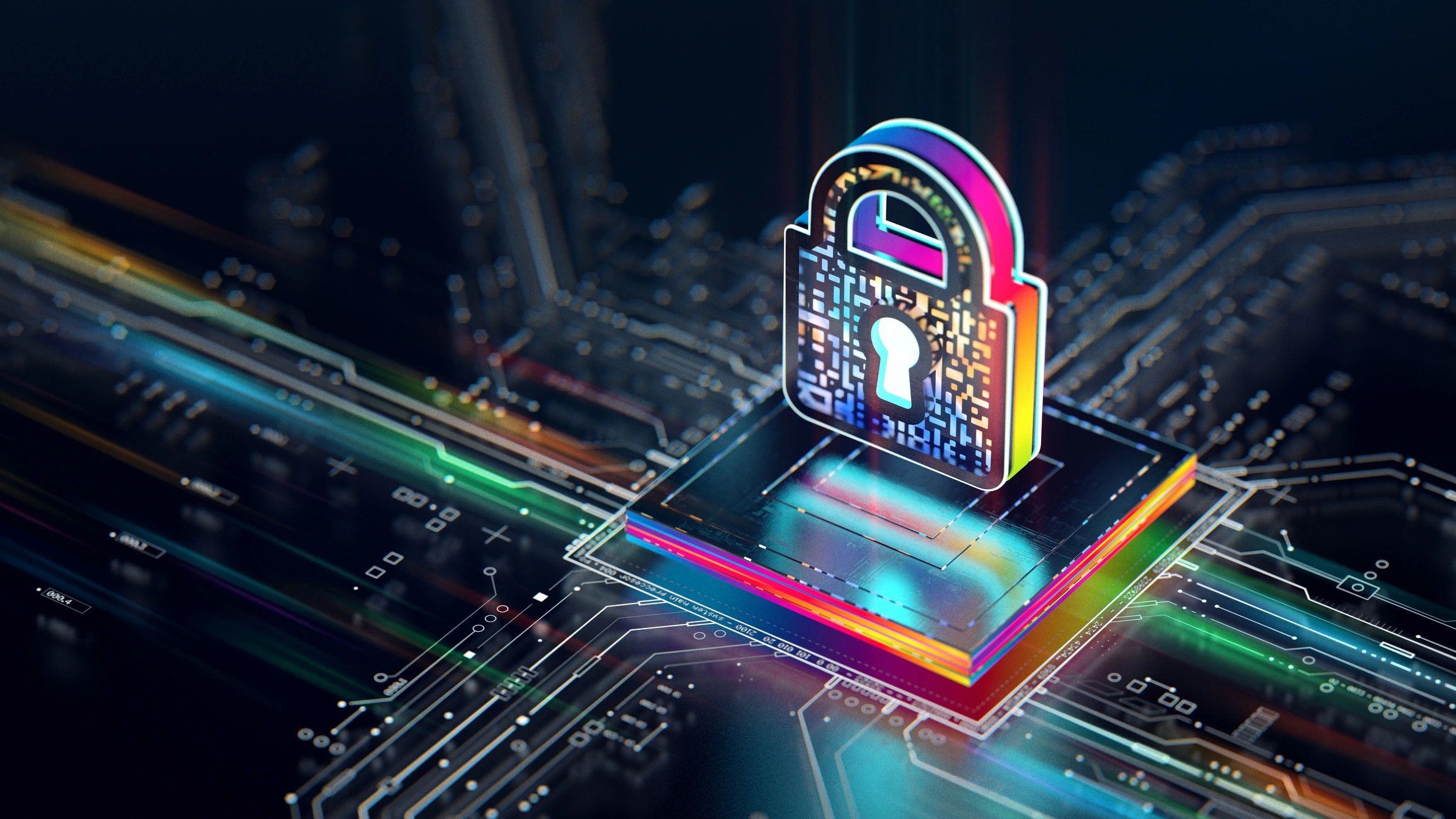 Digital security hardware graphic representing SSL and protection